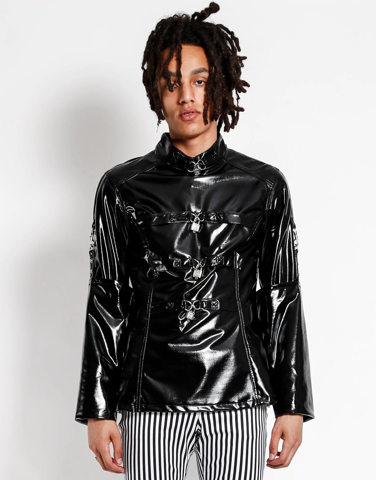 Non Irritating Lining PVC VINYL BONDAGE LOCK JACKET