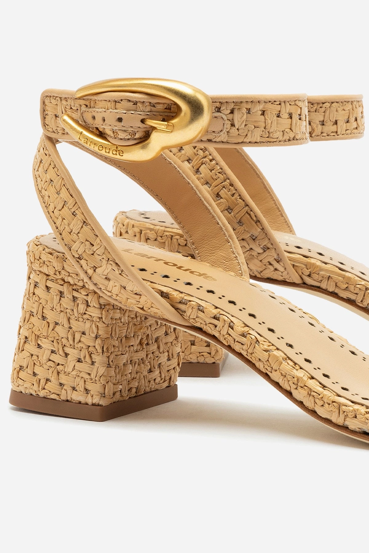 Verona Block Sandal In Beige Leather and Natural Raffia All-day Casual Footwear