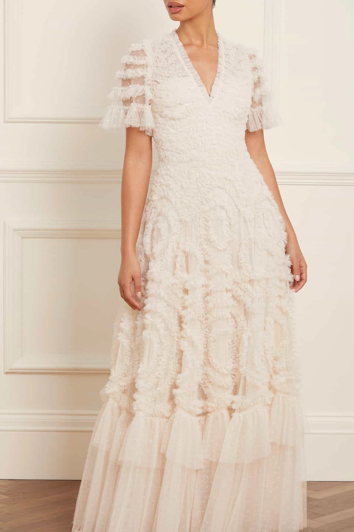 Formal Style Verity Ruffle V-Neck Gown