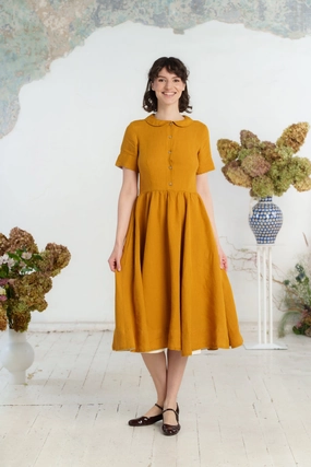 Classic Dress, Short Sleeve Solid-color