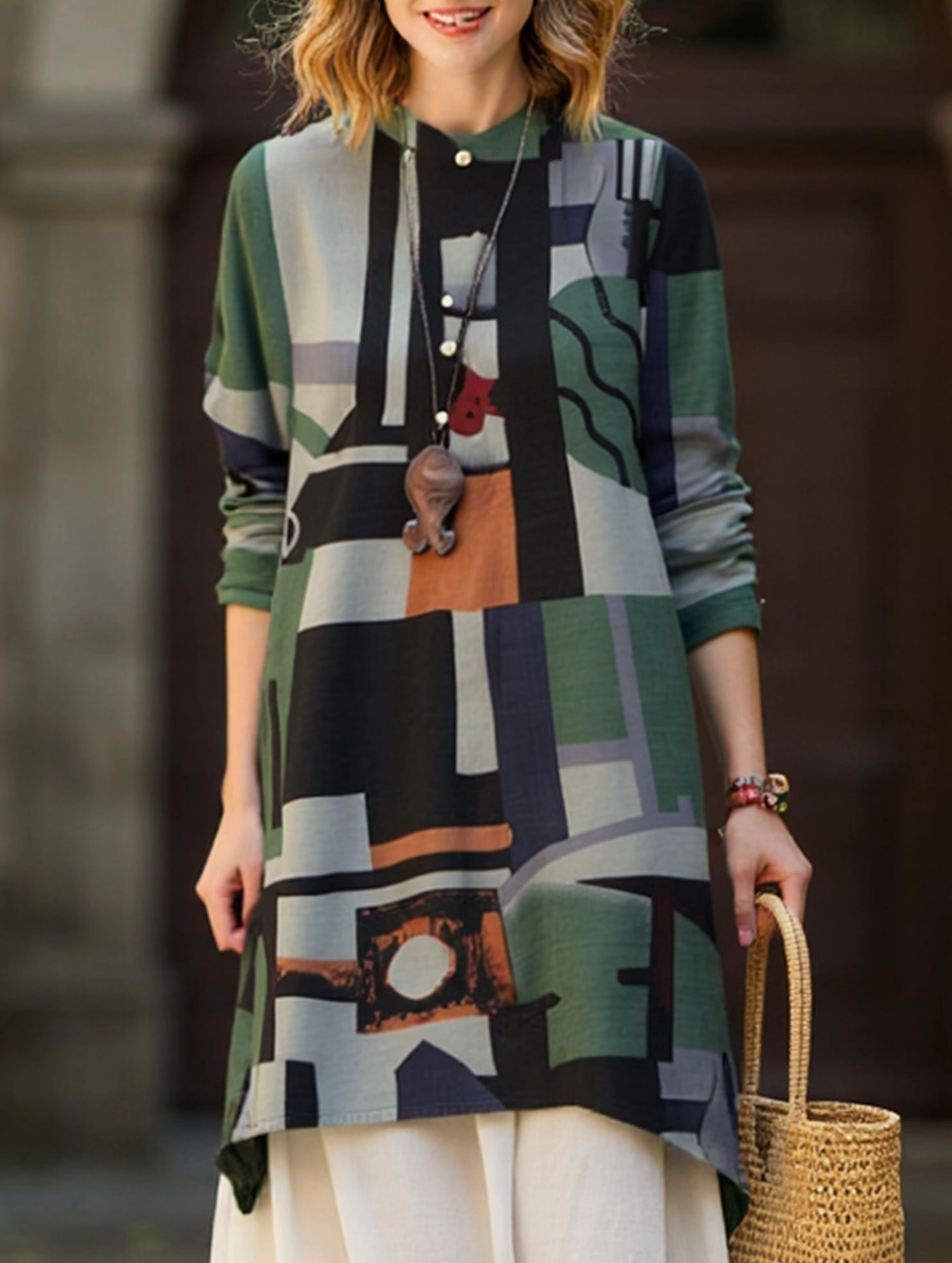 Loose casual bohemian mid-length shirt Modern Layering Street Smart