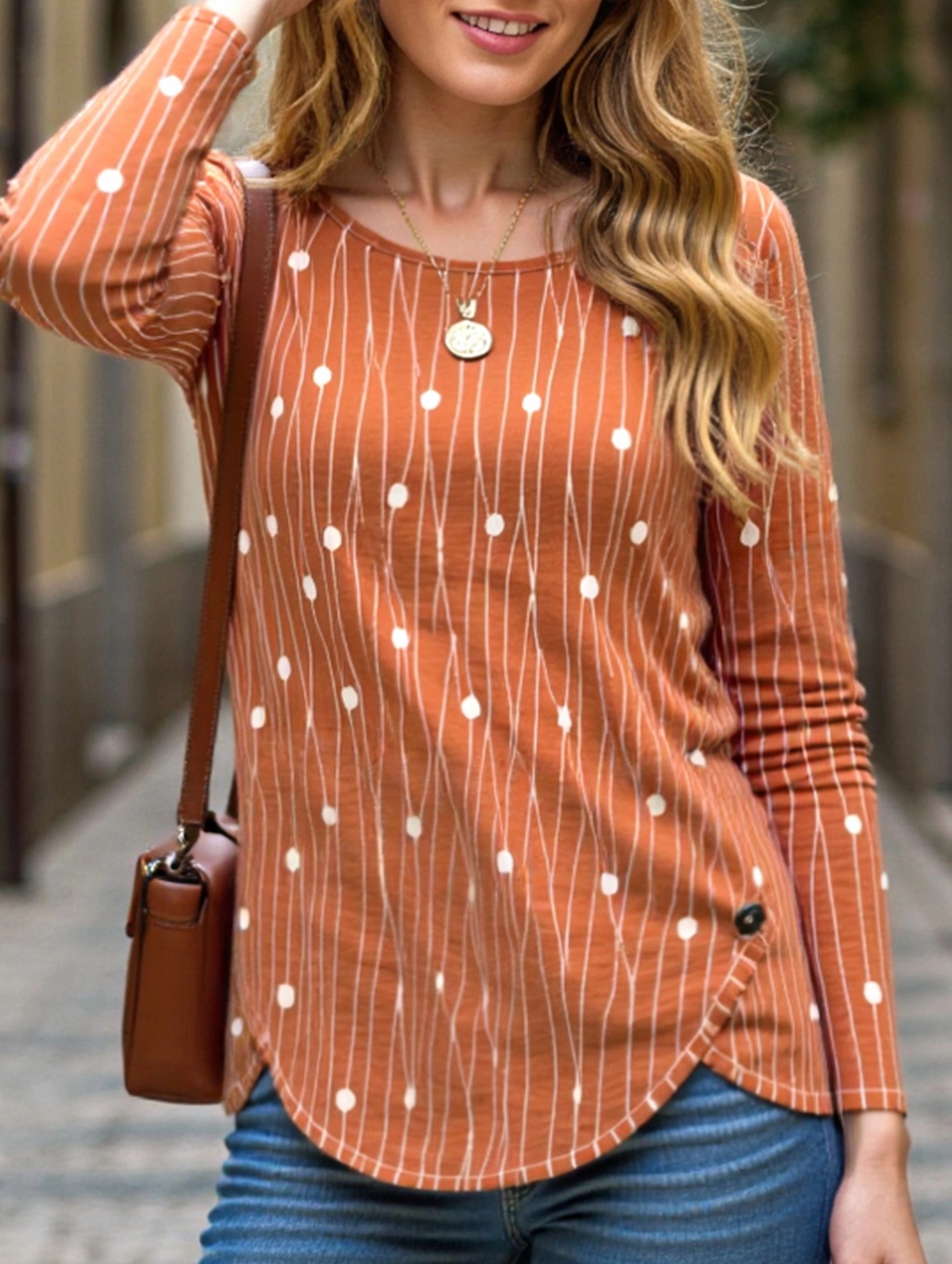 Lightweight Thermal Round neck long sleeve loose pullover shirt