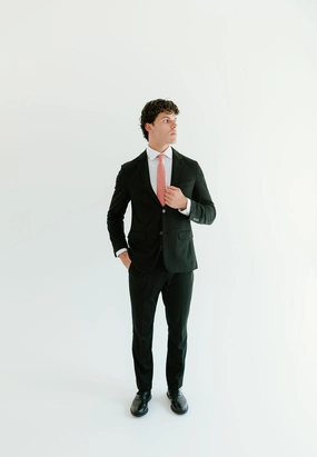 Washable 2-Pant Flex Suit Black Stylish Comfort Polished Layer