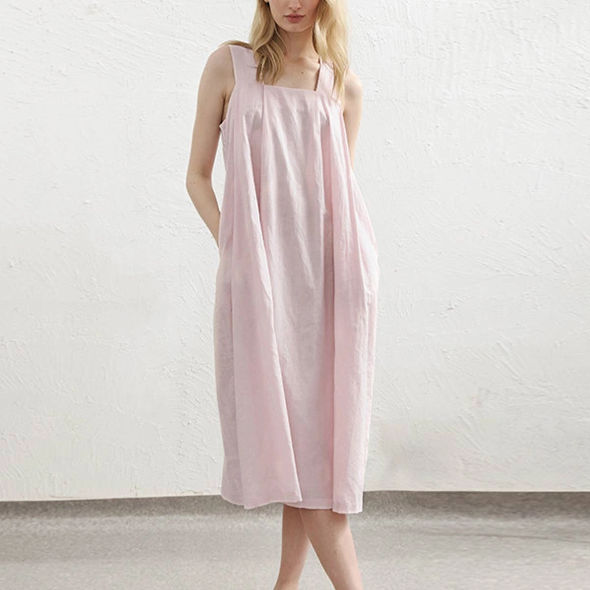 Classic Style Chill Wear COTTON FABRIC LOOSE SLIP DRESS_CWDSD4040