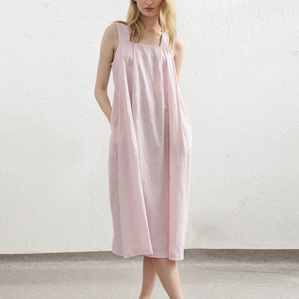 COTTON FABRIC LOOSE SLIP DRESS_CWDSD4040 Everyday Ready Loose Flow