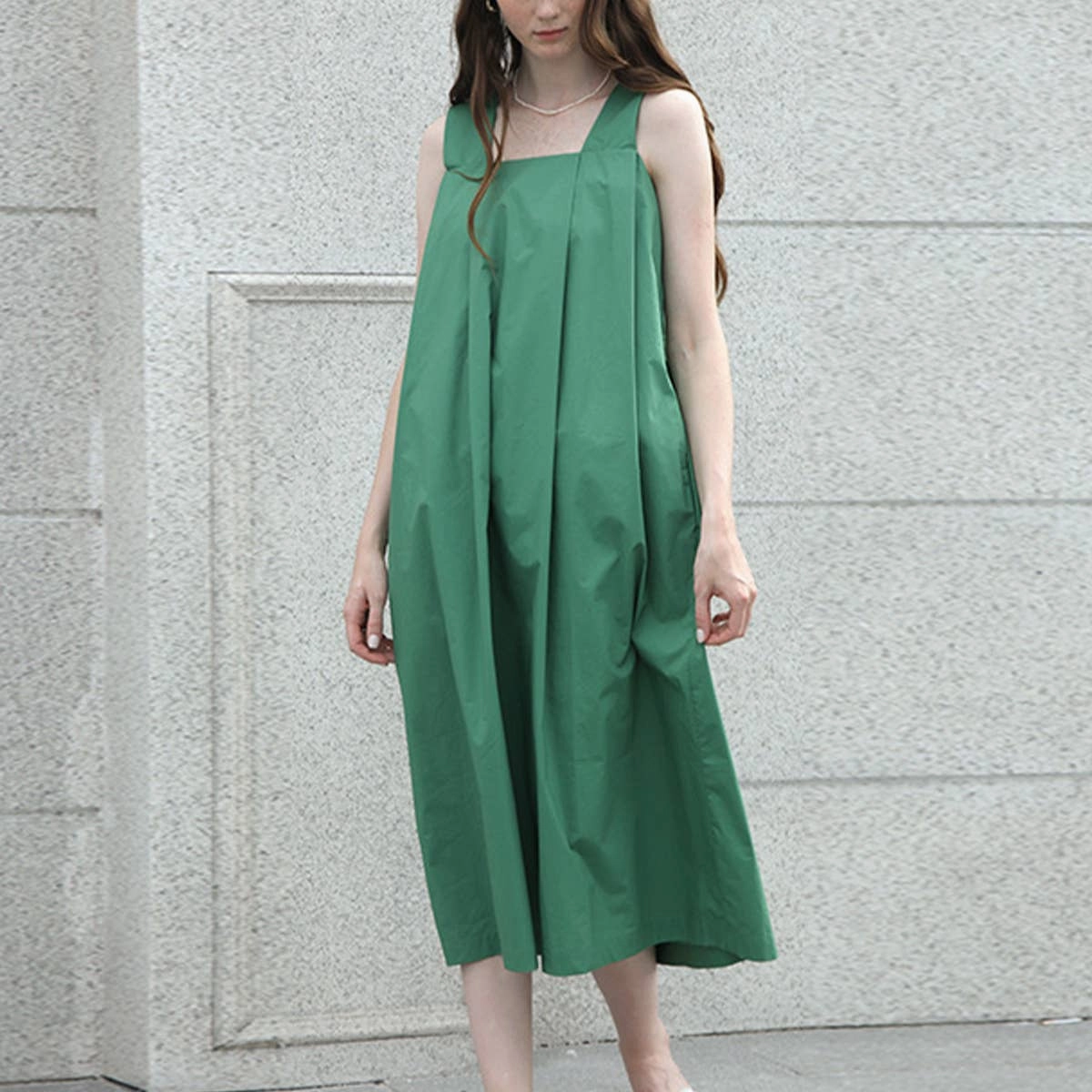 Smooth Look COTTON FABRIC LOOSE SLIP DRESS_CWDSD4040