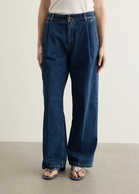 Natural Style Versatile Look Pleated Jeans