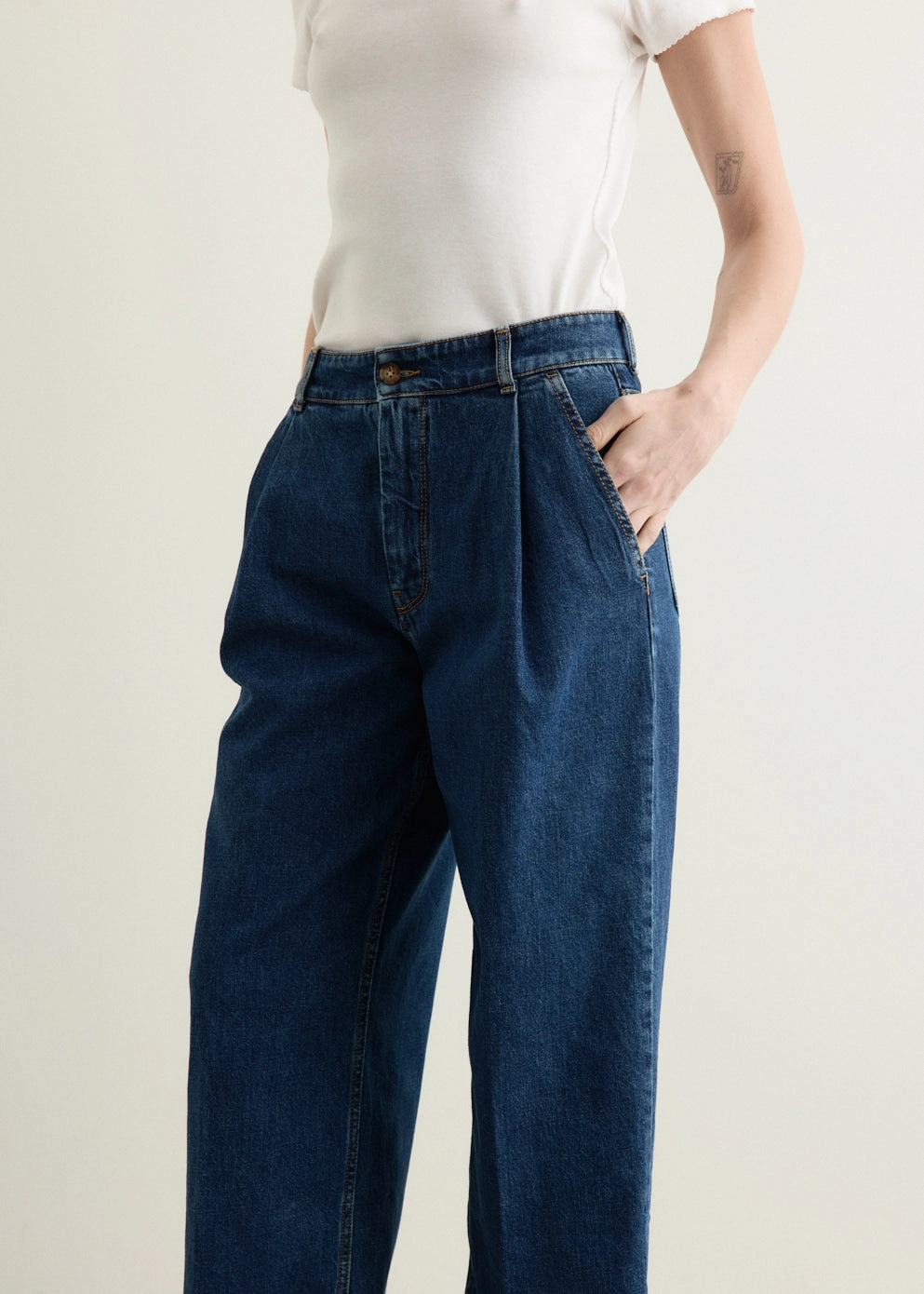 Bold Earthy Daily Fashion Pleated Jeans