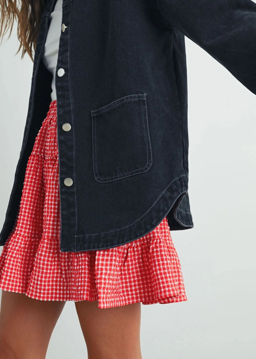 SecureClosureSystem Collins High-Waist Tiered Check Skirt