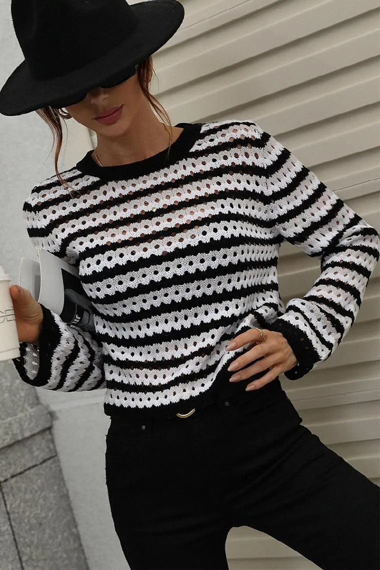 COLORED STRIPE KNIT SWEATER TOP Soft & Smooth