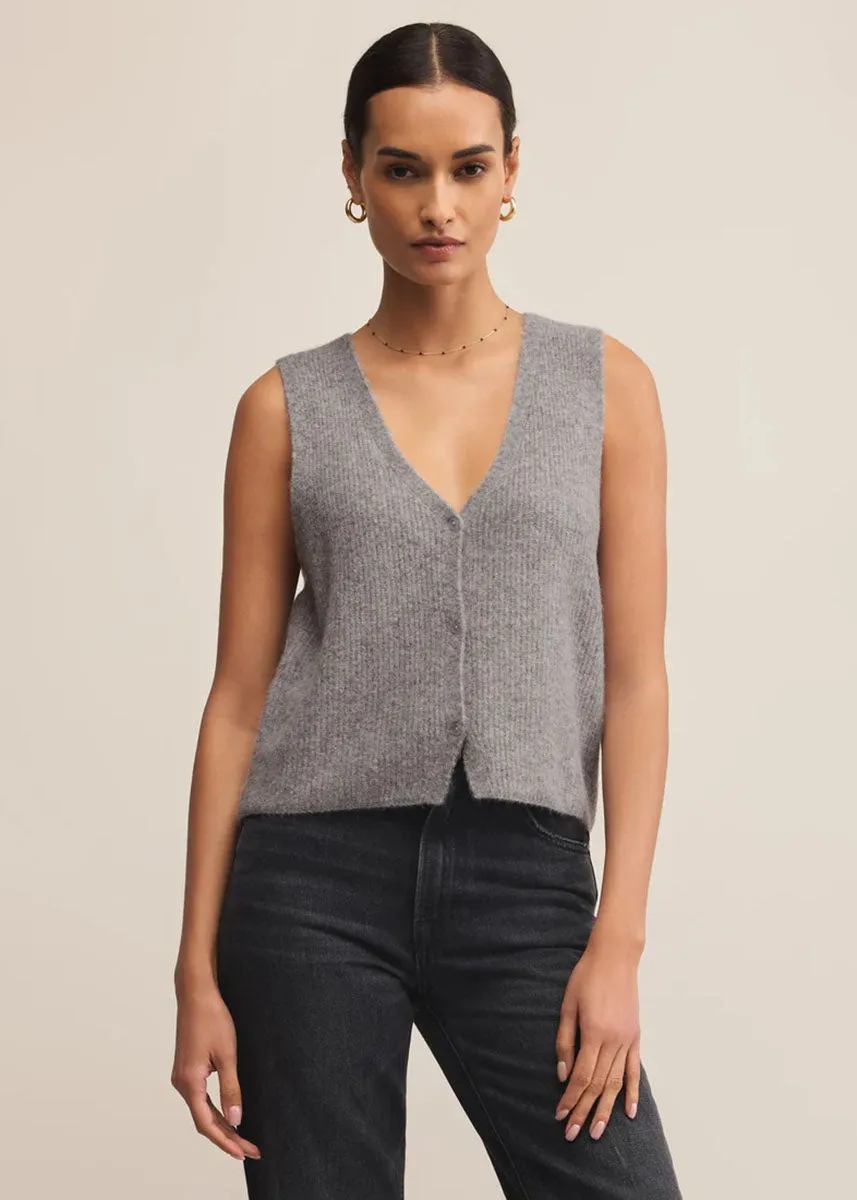 Breathable Wool Comfy Knit Look Bryce Sweater Vest - Medium Heather Grey