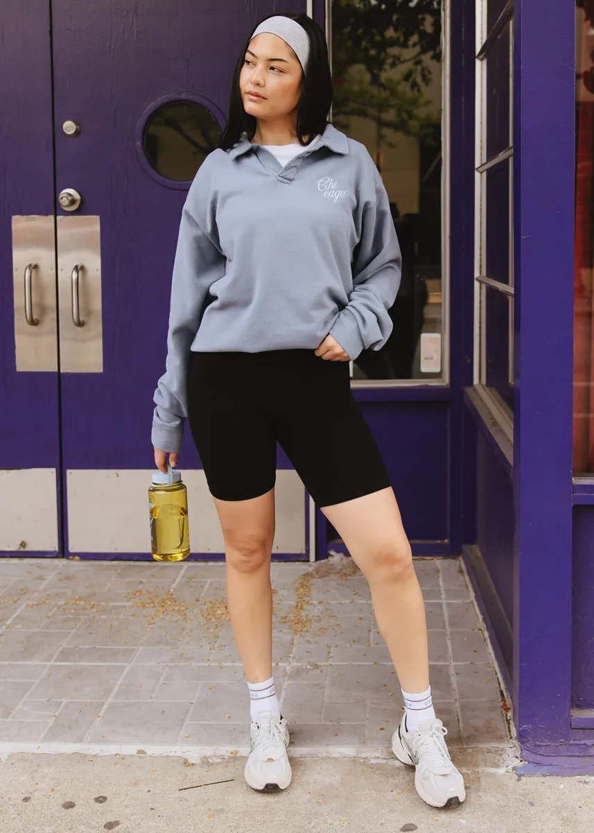 Chicago Script Polo Sweatshirt Winter Day Comfort