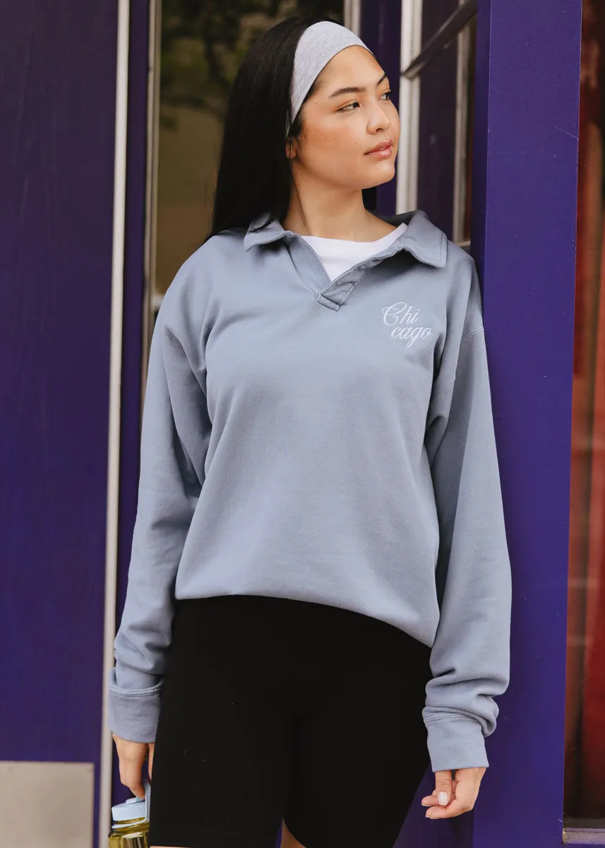 Chicago Script Polo Sweatshirt Winter Ready