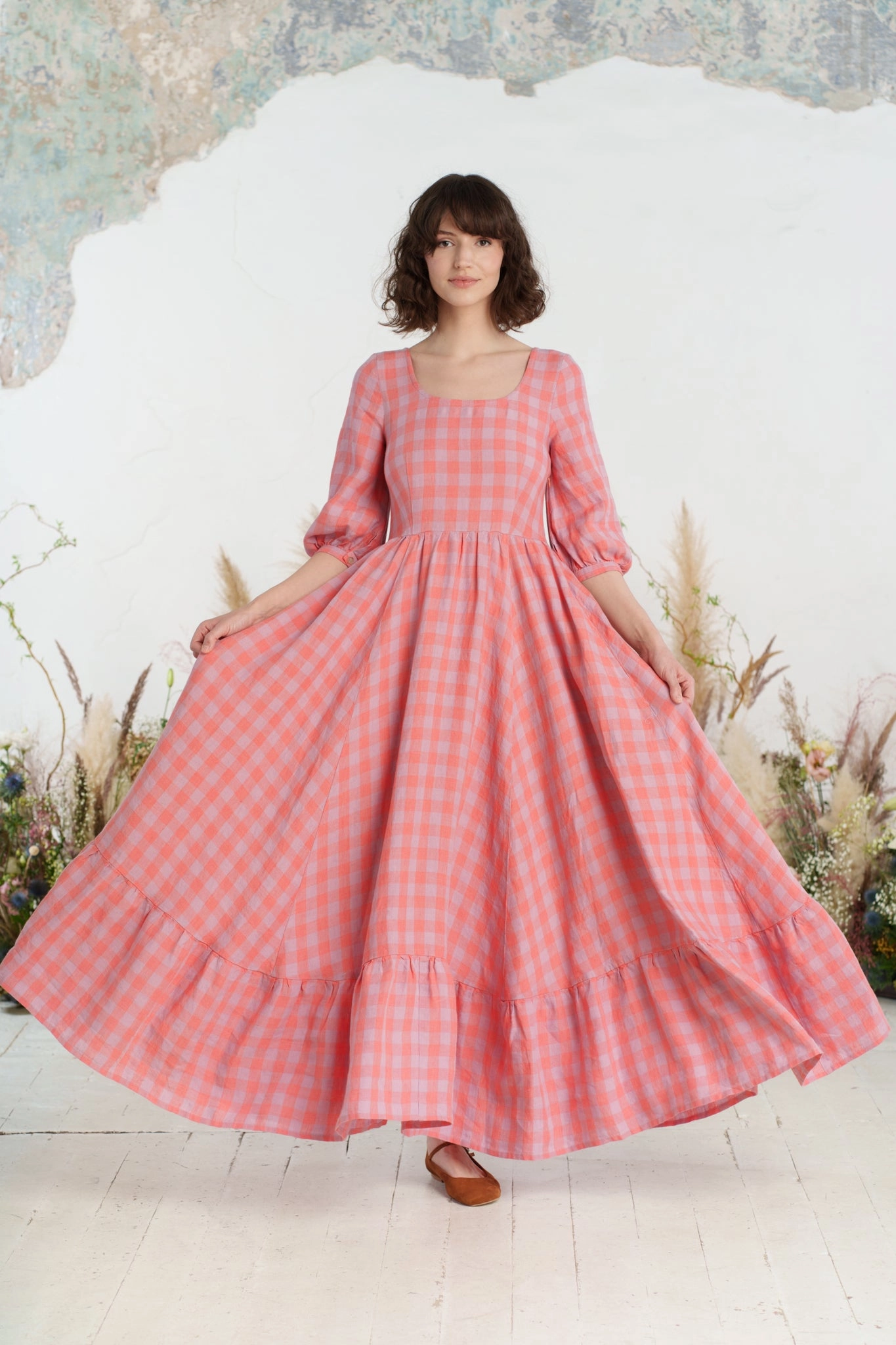 Maxi Carmen Dress, 3/4 Sleeve Sophisticated Edge