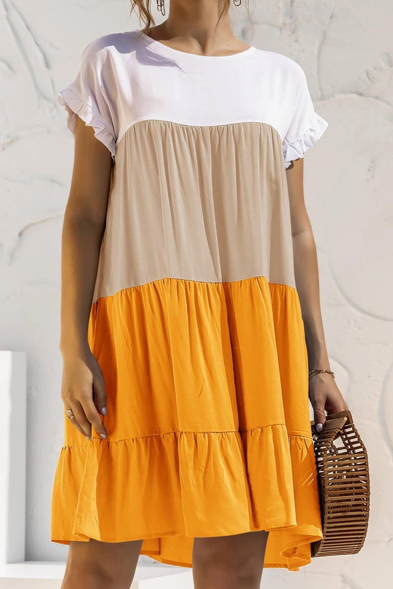 Classic Wear COLOR BLOCKING SHORT SLEEVED LOOSE FITTING DRESS_CWDSD2466