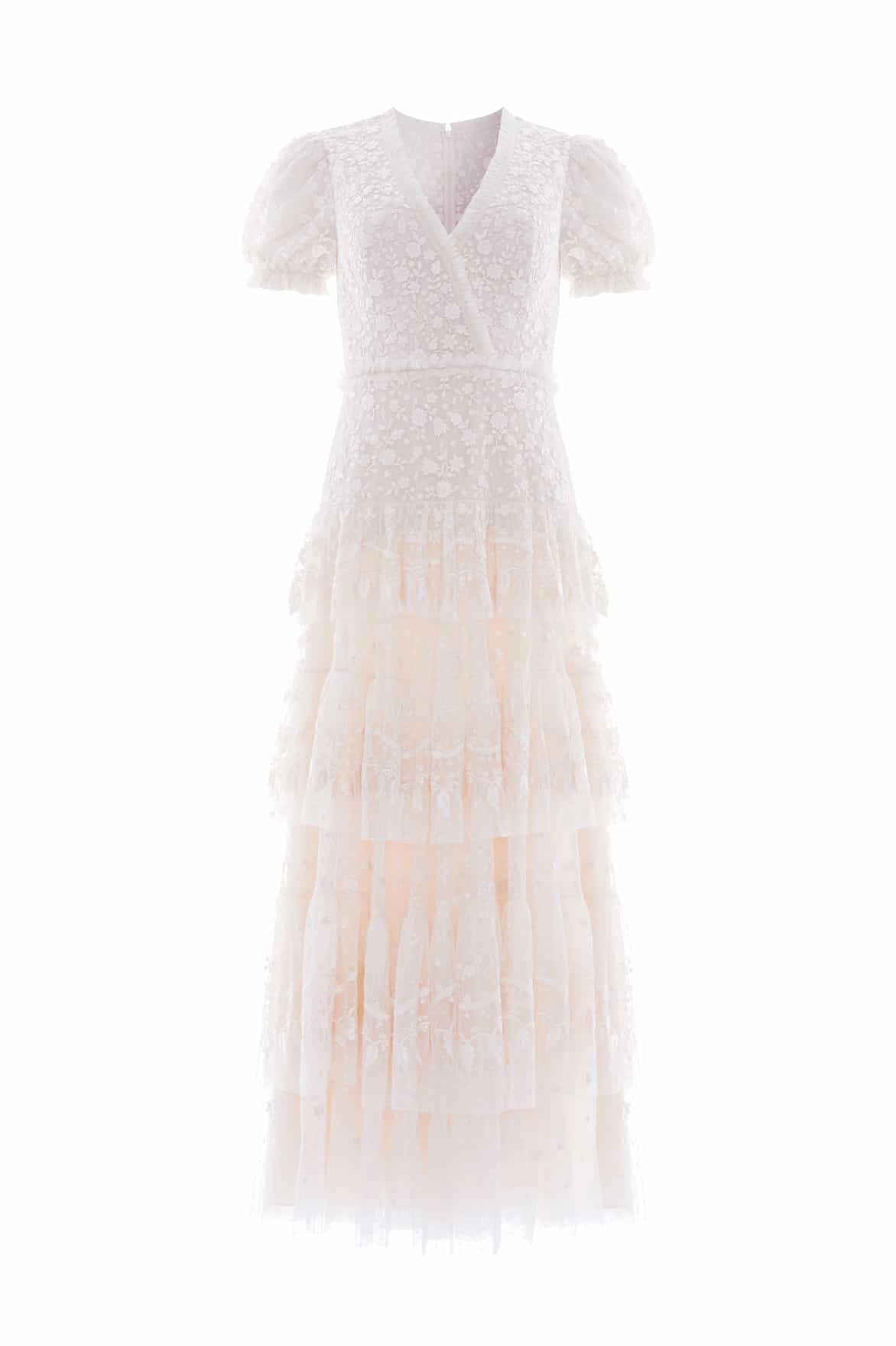 Subtle Edge Fresh Flow Layered Lace Ankle Gown