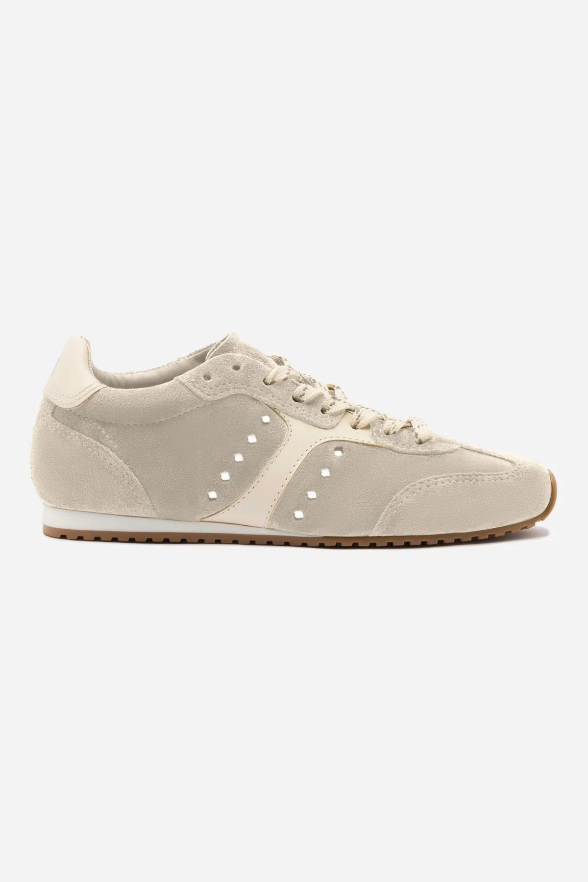 Stella Sneaker In Mushroom Grey Suede and Ivory Leather AntiFriction