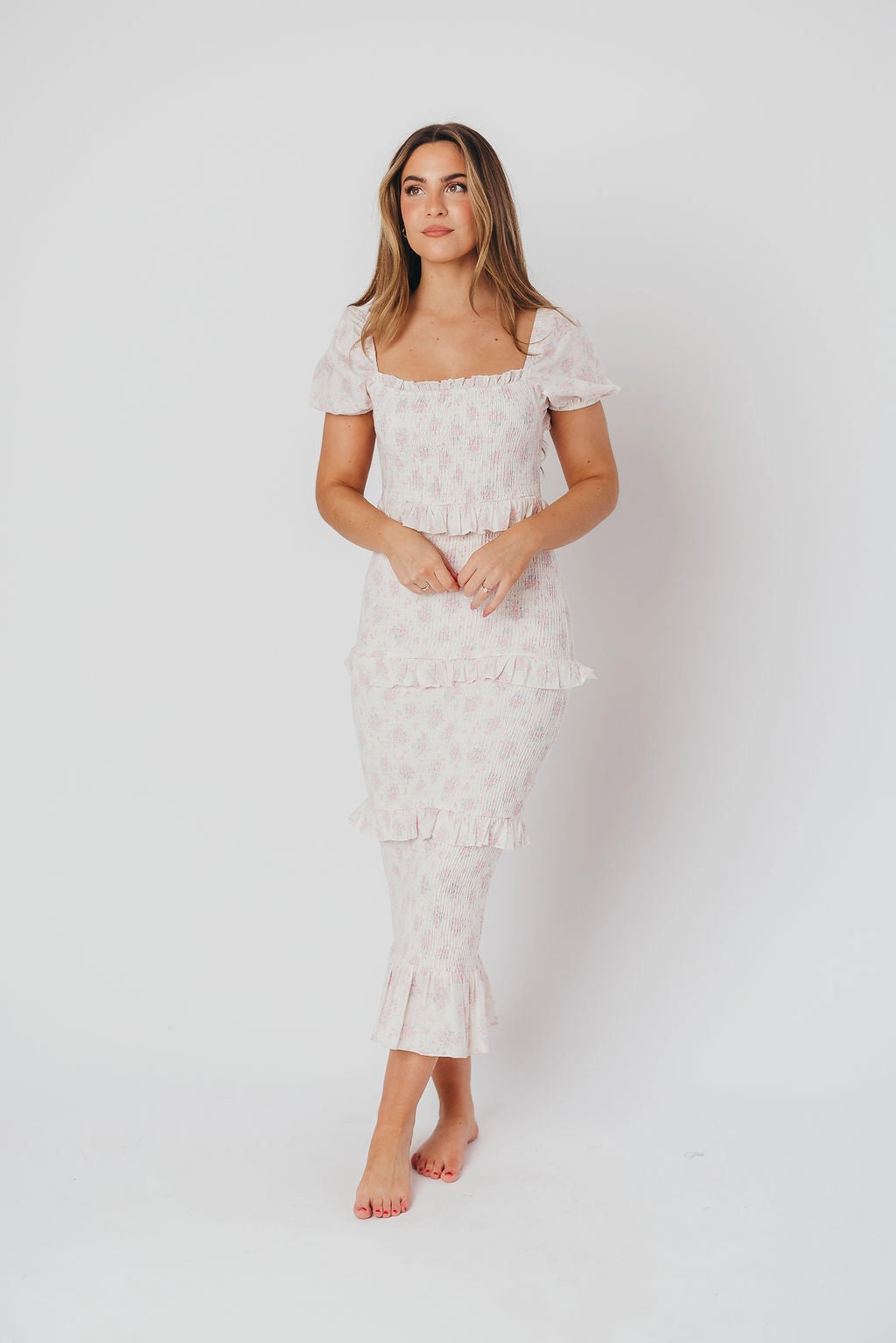 Ada Smocked Dress in Pink Floral- Bump Friendly & Inclusive Sizing (S-3XL) *Final-Sale* Sustainable-Lining