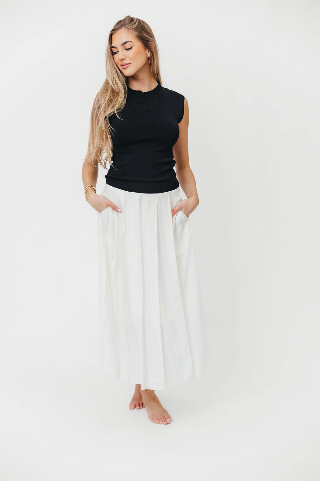 The Cairo Midi Dress in Black/Cream *Final-Sale* Minimal Comfort