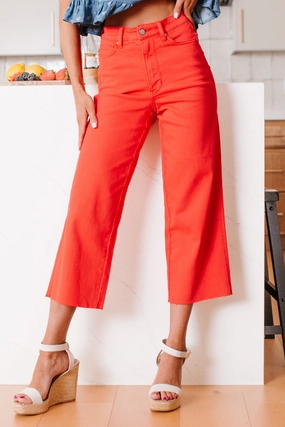 Eddie Tummy Control Wide Crop Judy Blue Jeans (Red) Modern Vibes