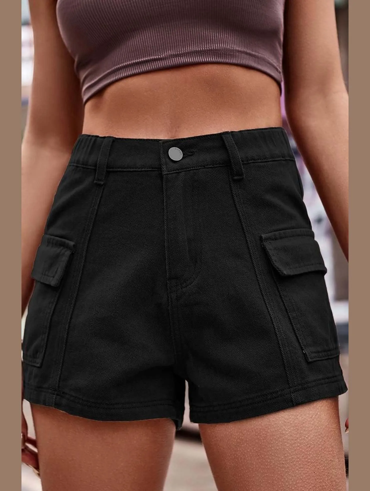 Sporty Function FLAT POCKET ELASTIC WAIST CARGO SHORTS