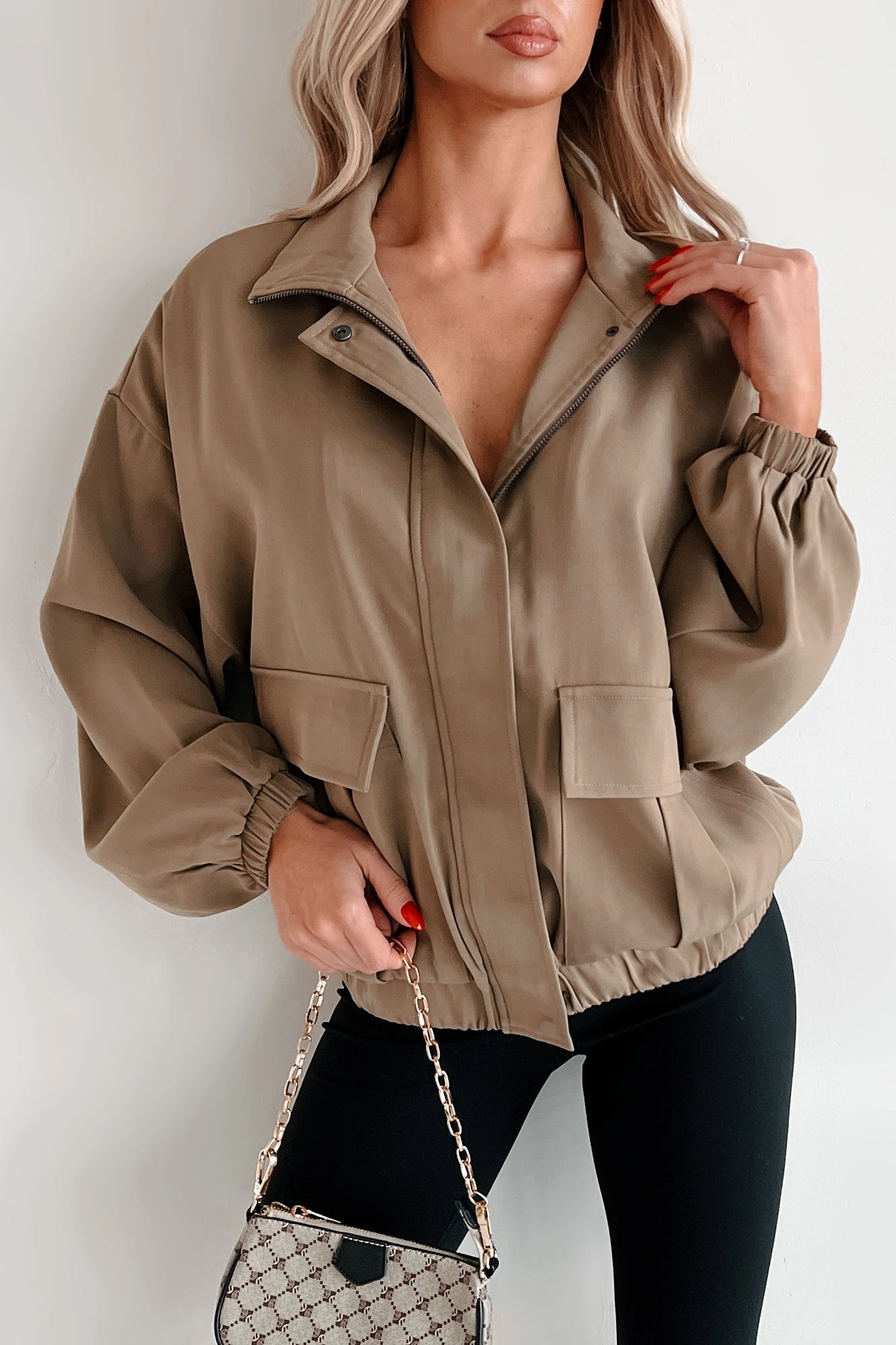 Cool Afternoons Lightweight Zip-Up Jacket (Khaki) Fashionable Shield Mindfulness