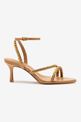 Flexible Straps Milanina Mini Sandal In Tan Leather