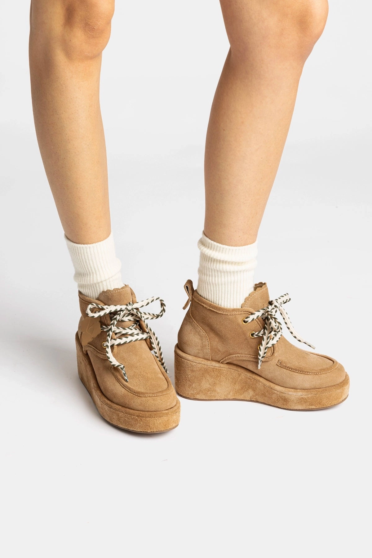 Chani Wedge In Peanut Suede Non Toxic Construction