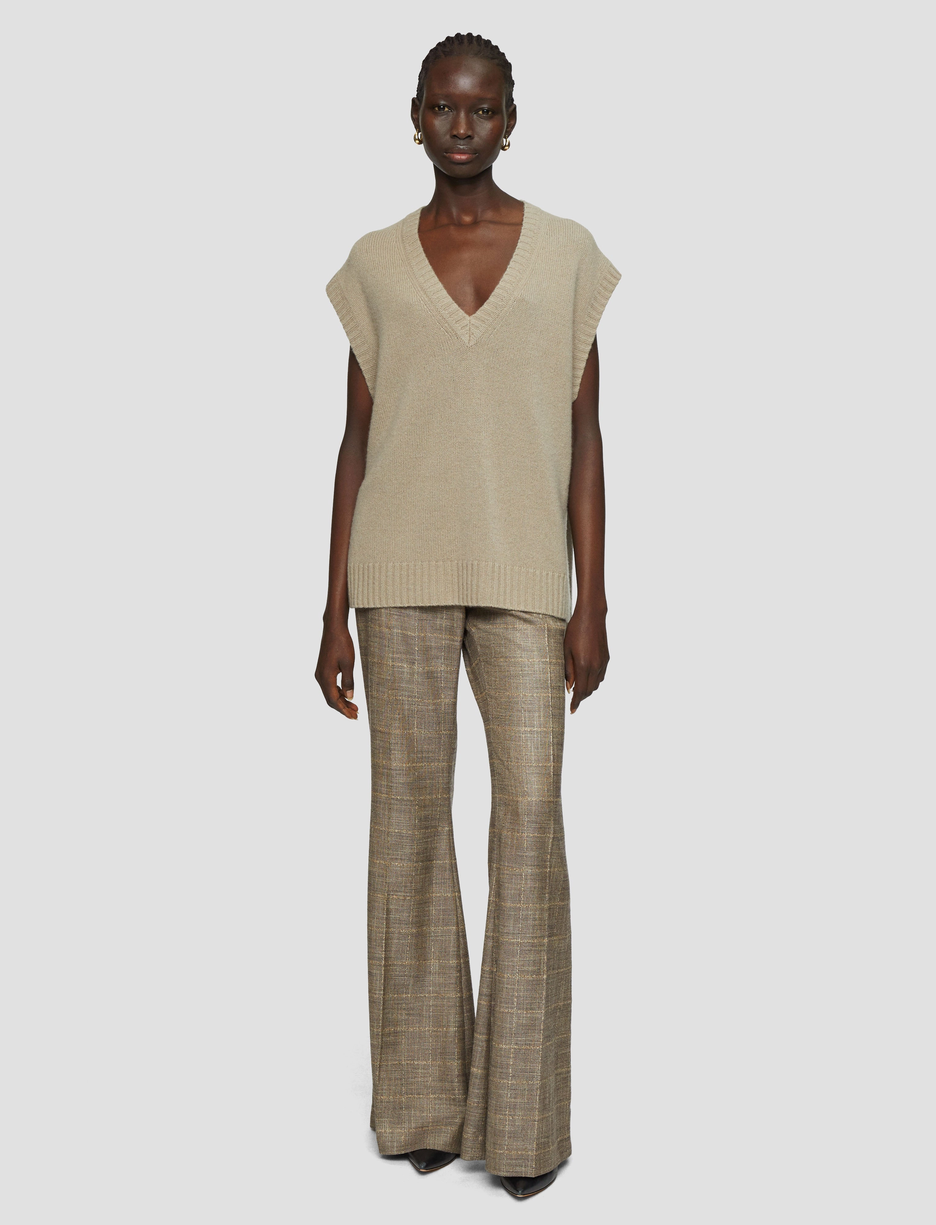 Layered Collar Option Open Cashmere Vest