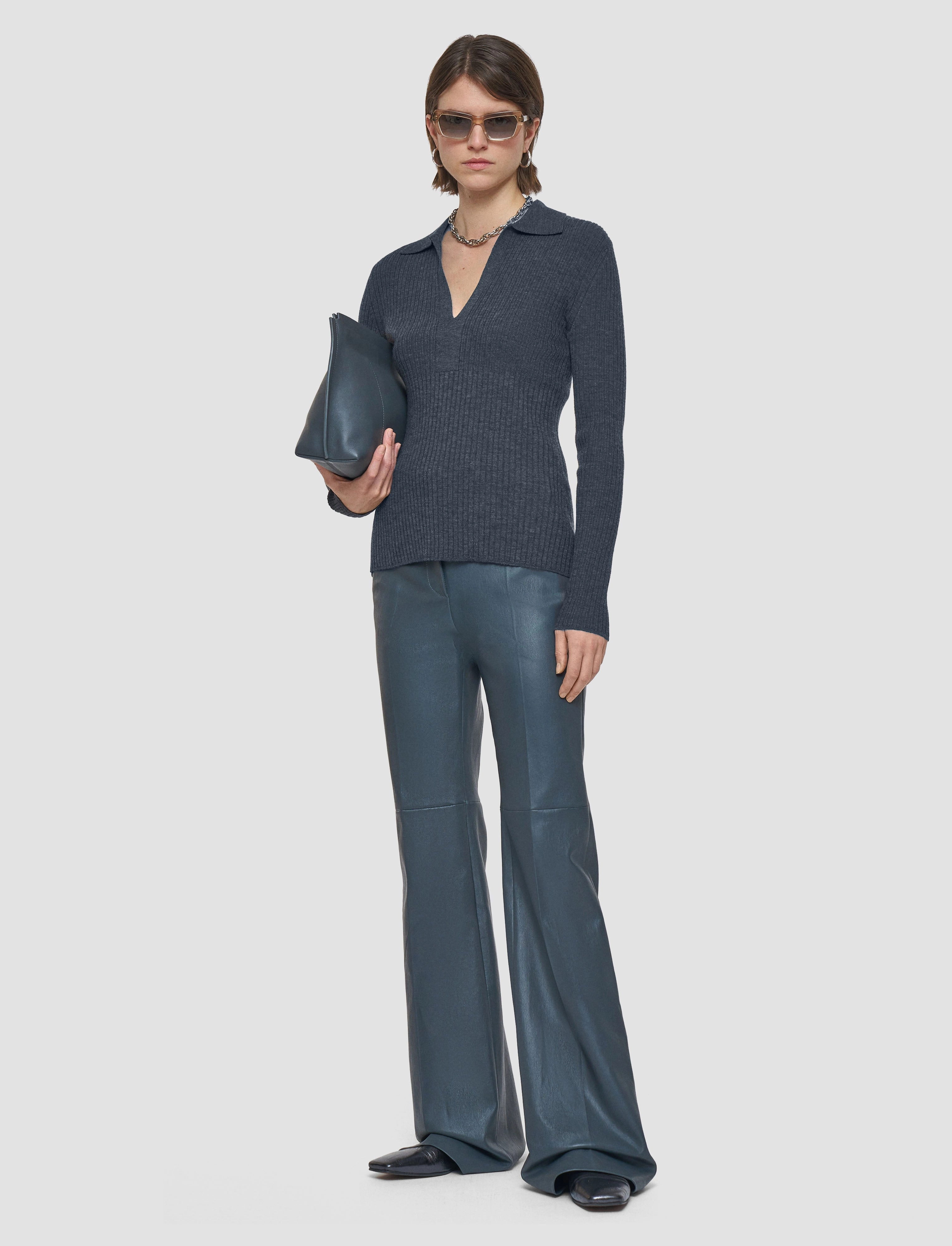 Merino Rib Knit Polo Top Chafe Free