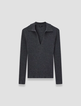 Merino Rib Knit Polo Top Office Friendly OdorResistant Finish