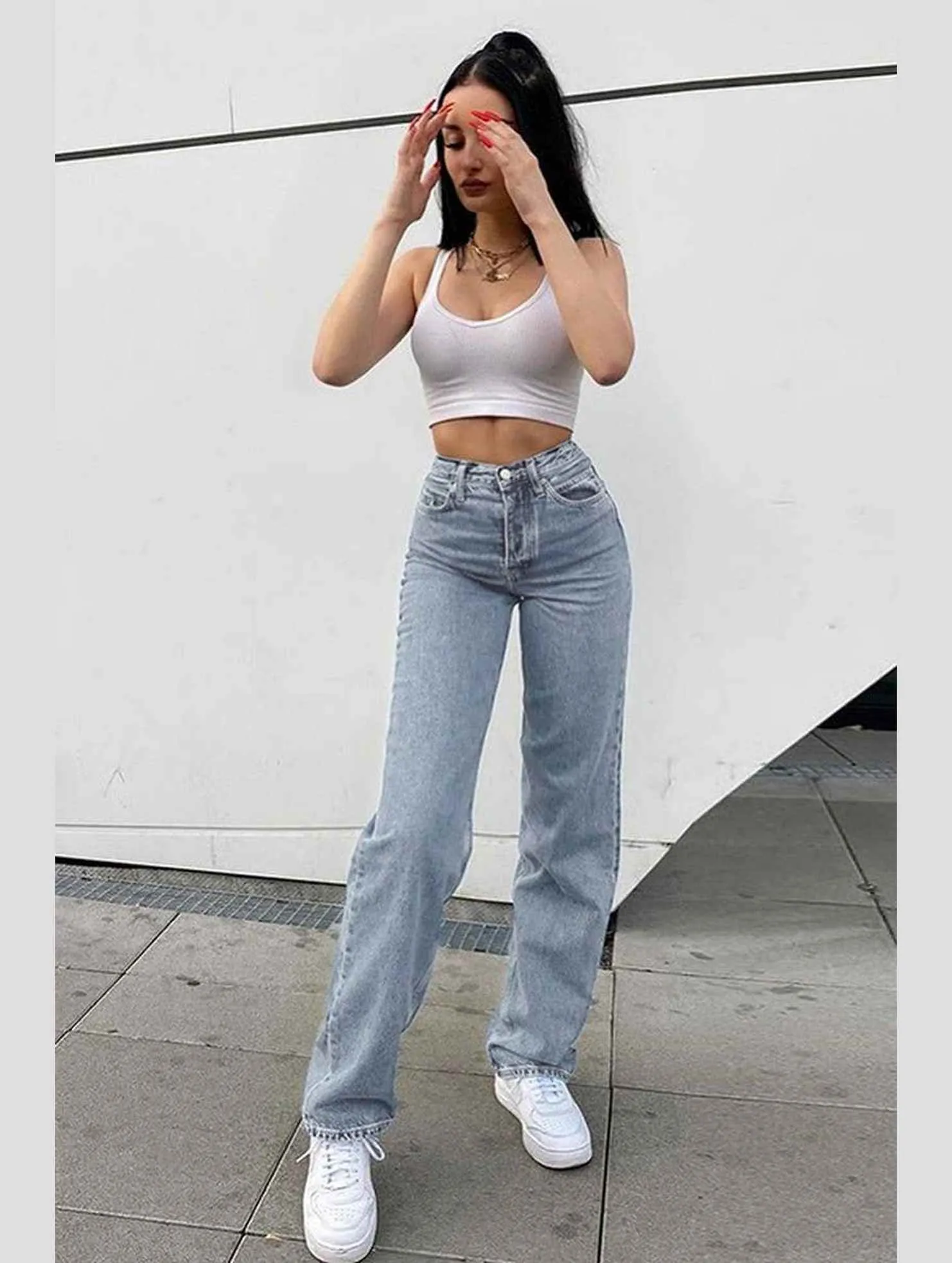 BUTTERFLY PRINT LIGHT COLOR DENIM TROUSER_CWJP0182 relaxed shape AdjustableTabs