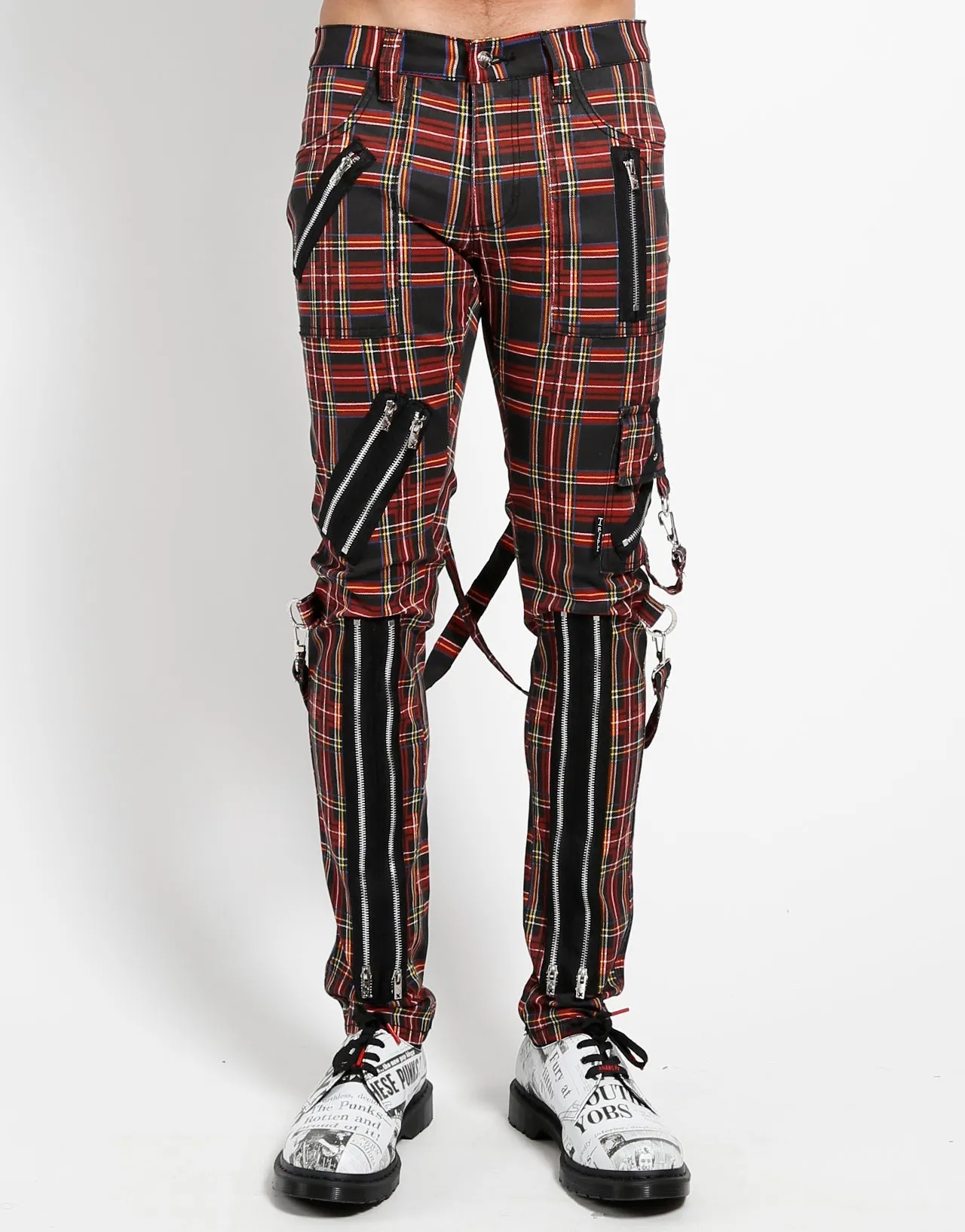 CLASSIC SLIM LEG BONDAGE PANT BLACK PLAID Practical Wear Core Comfort