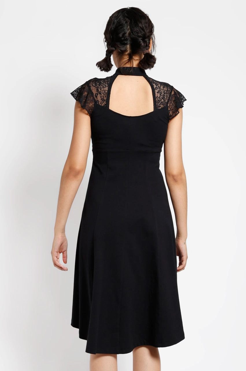 Sheer Panel Effortless Vibe Collar Neck Dress