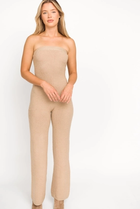 James Strapless Jumpsuit in Tan *Final-Sale* Charming Basic