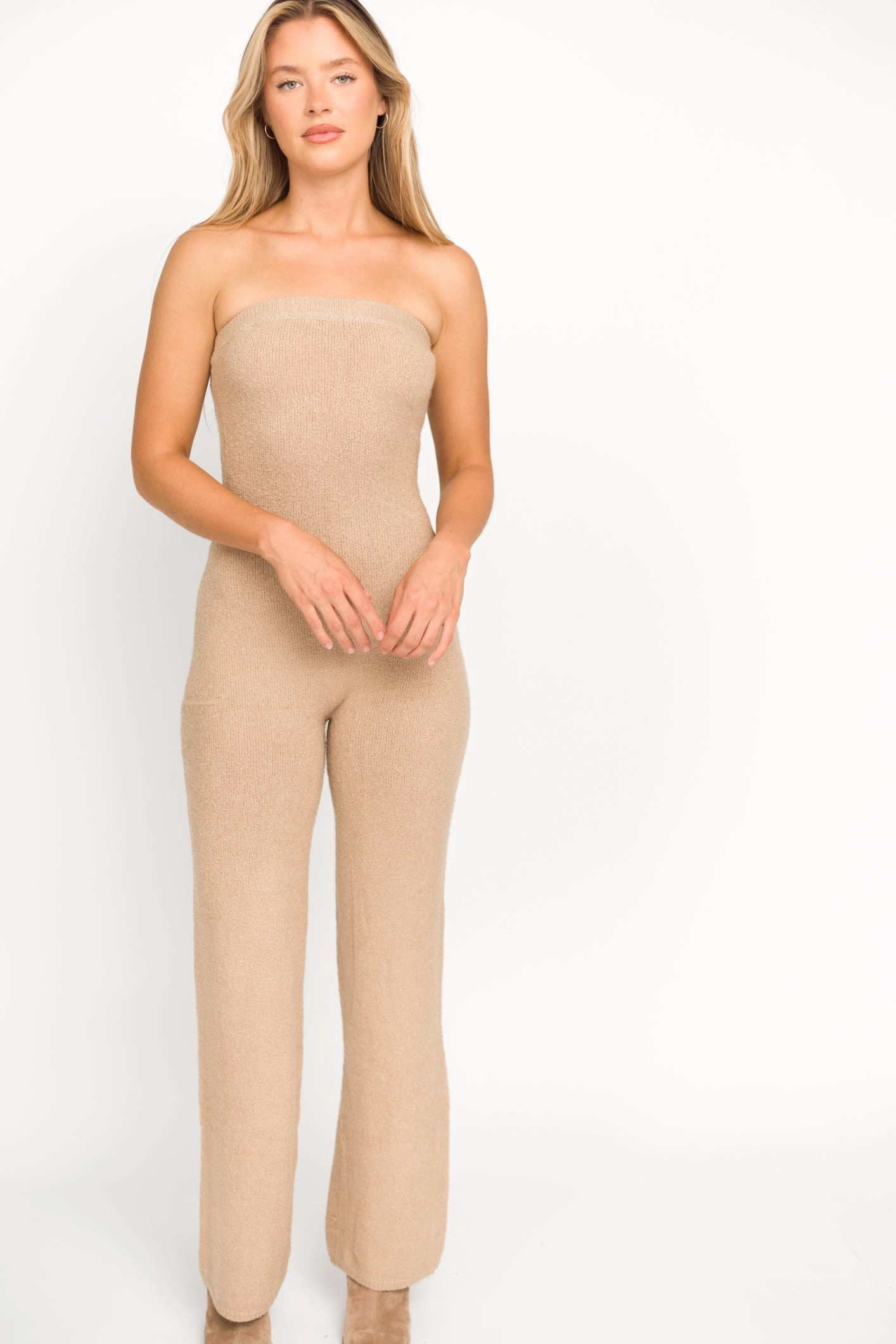James Strapless Jumpsuit in Tan *Final-Sale* Charming Basic