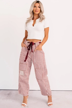 Ready Choice Function Ready High Spirits Limited Edition Striped Barrel Jeans (Raspberry)