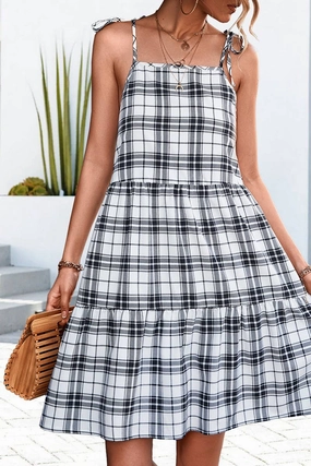 CLASSIC PLAID PATCHWORK HALTER DRESS_CWDSD2662 Travel Light Flap-Detail