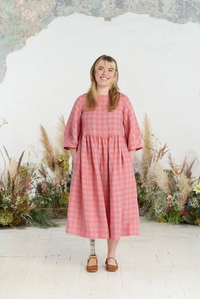 Boho Tone Smock Gaia Dress, 3/4 Sleeve