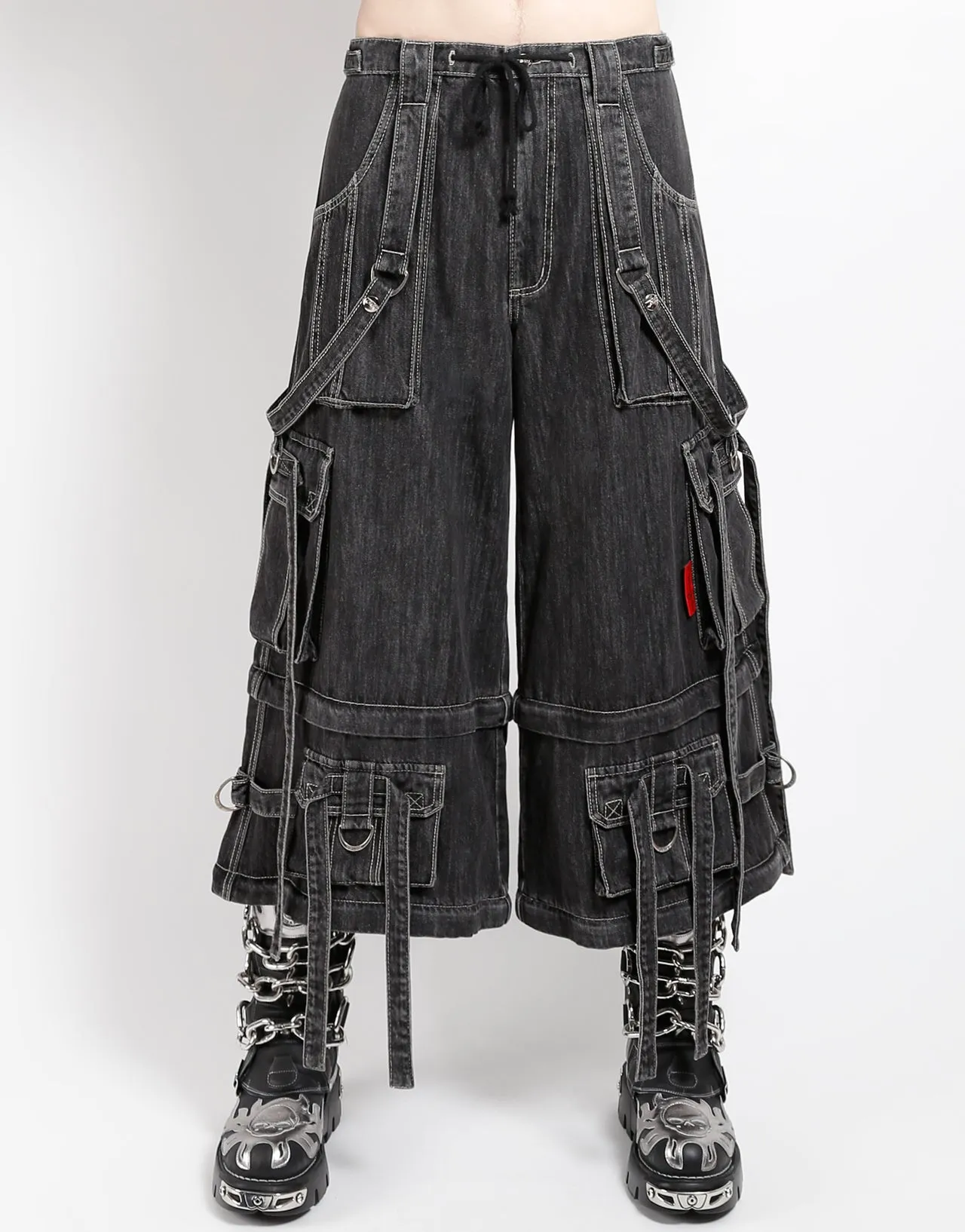 soft fit DENIM RING STRAP PANT BLACK DENIM