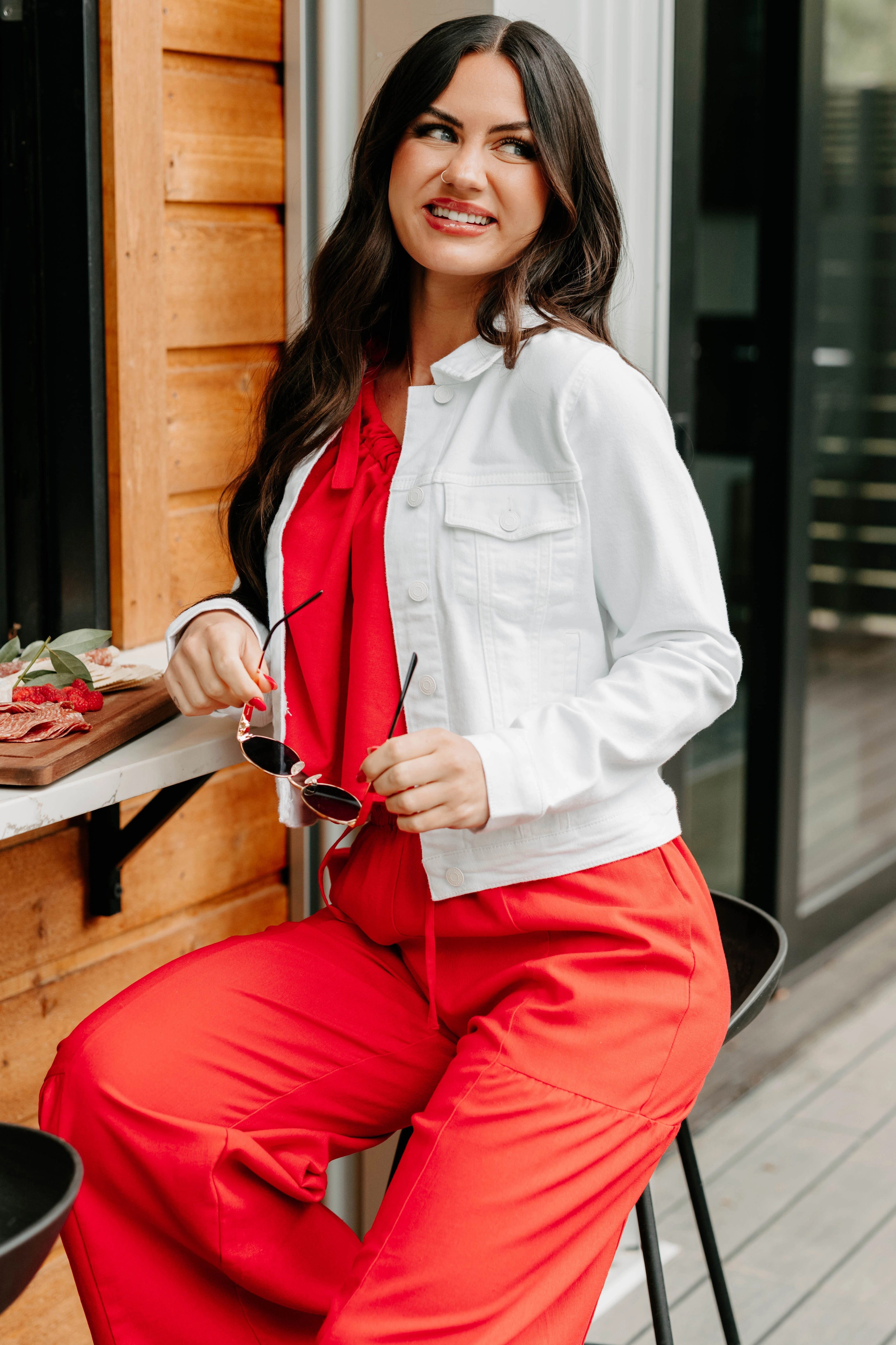 Classy In Cotton Eunina Denim Jacket (White) Stretchable Material