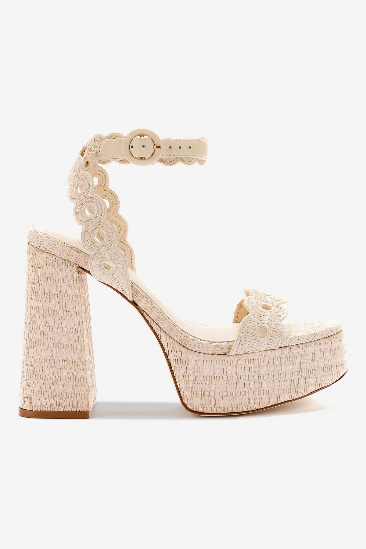 dry weather Dolly Broderie Sandal In Natural Raffia
