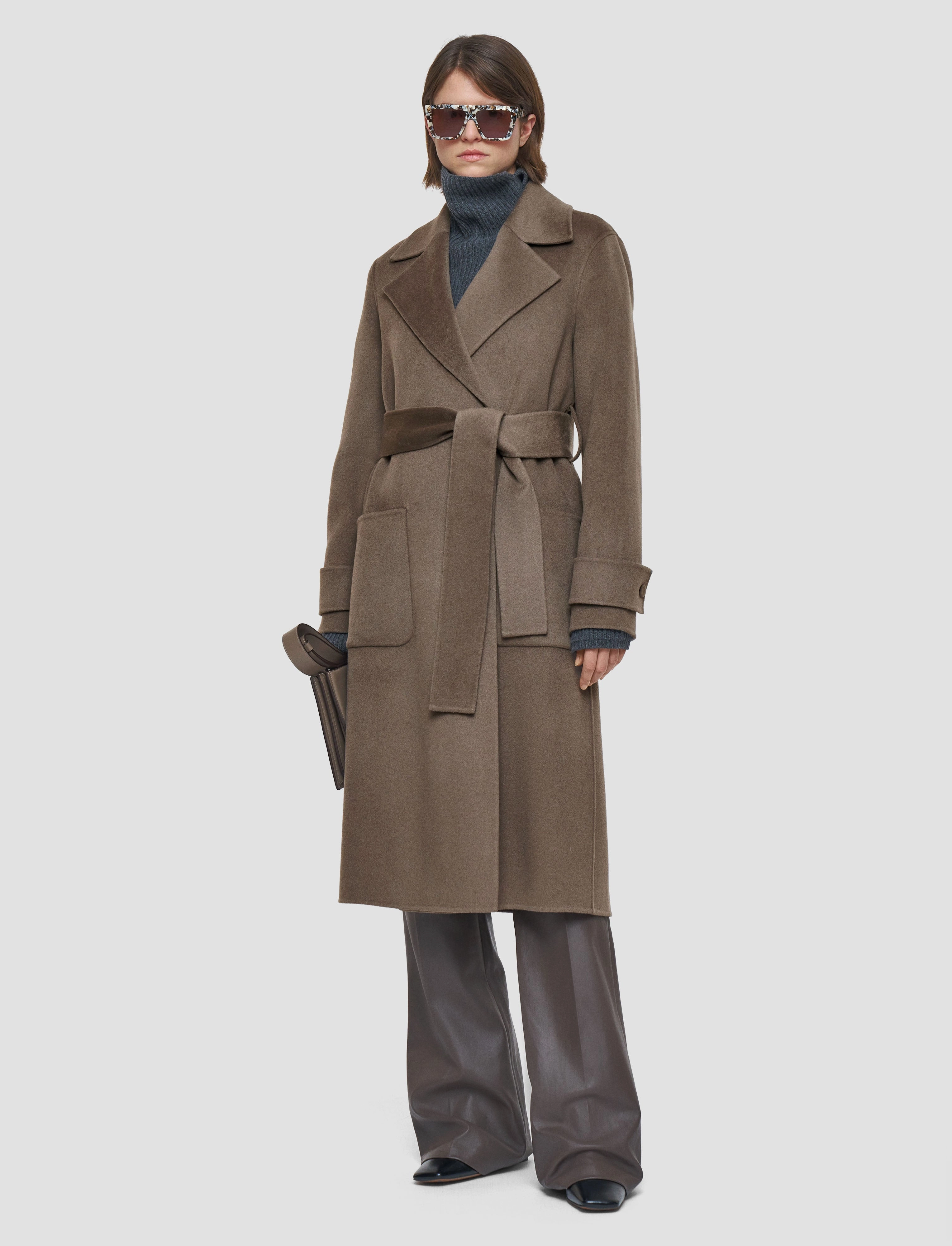 RibbedKnitCollar Urban Fit Look Arline Double Face Cashmere Coat