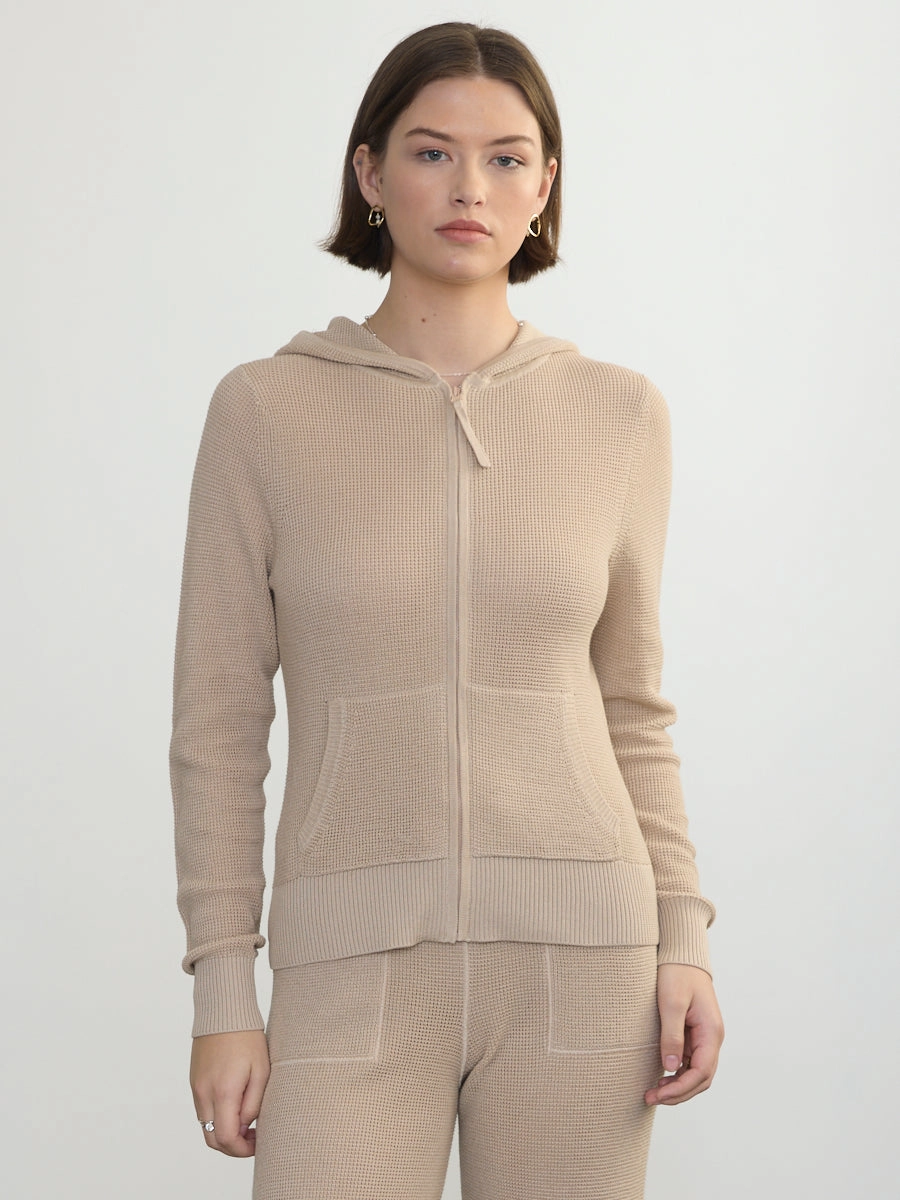 THERMAL HOODIE Asymmetrical hem WaterResistantCoating