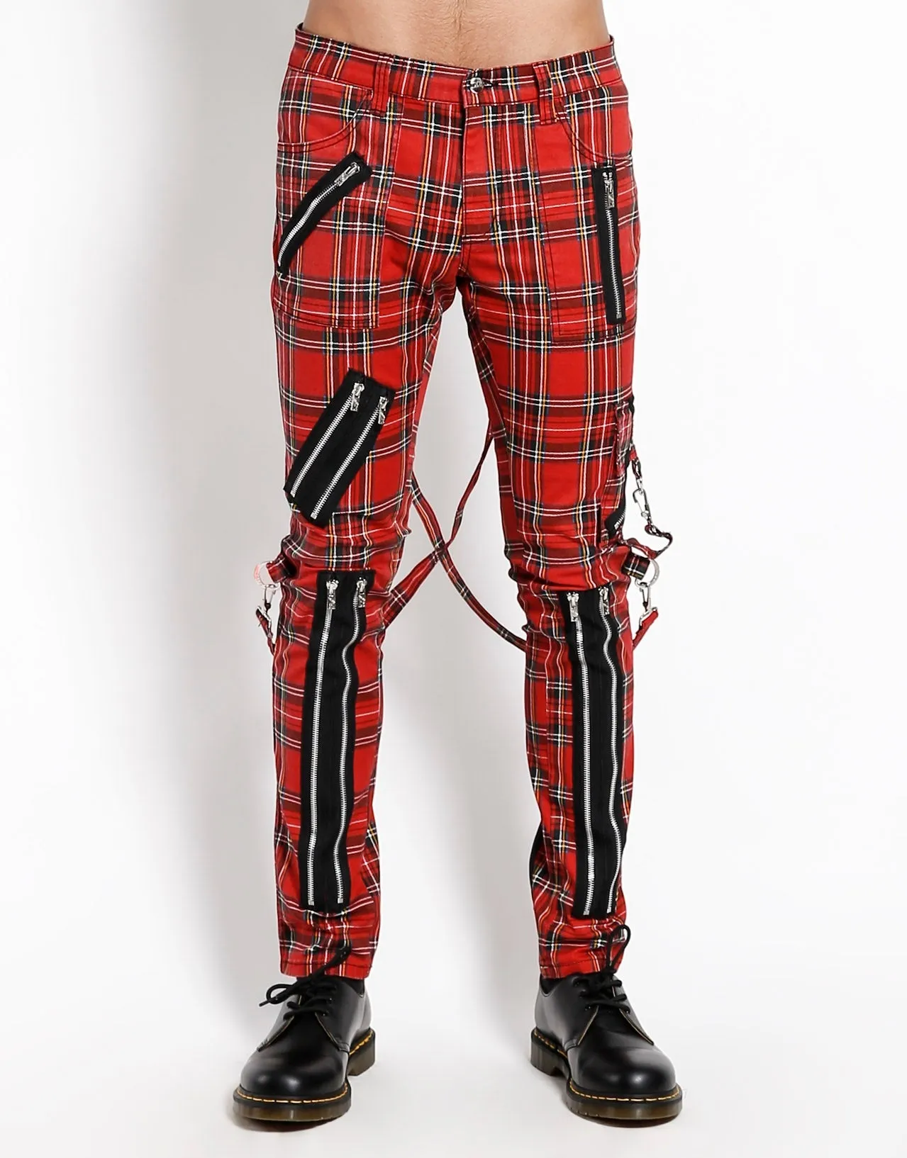 CLASSIC SLIM LEG BONDAGE PANT RED PLAID Durable Twill Light Reflective Details