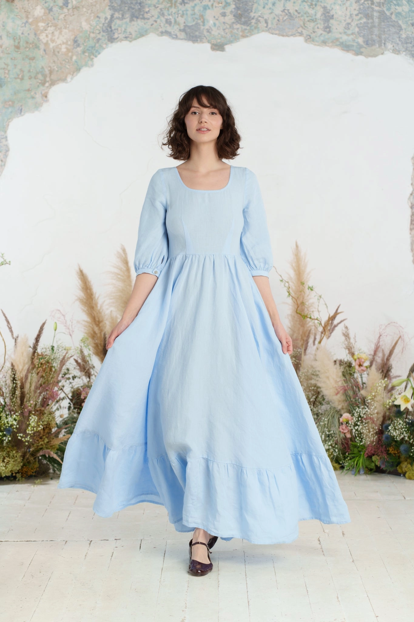 Maxi Carmen Dress, 3/4 Sleeve Dreamy Layers Subtle Fit