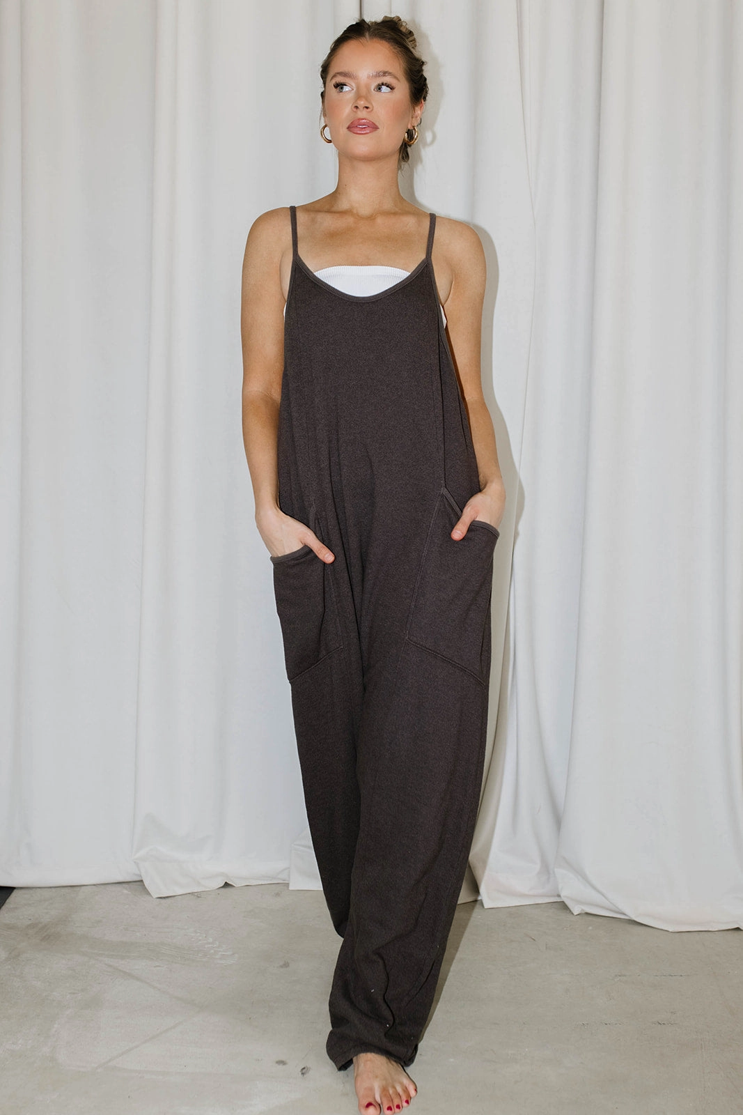 Raelynn Jumpsuit in Washed Black Bold Traveler Running Cool