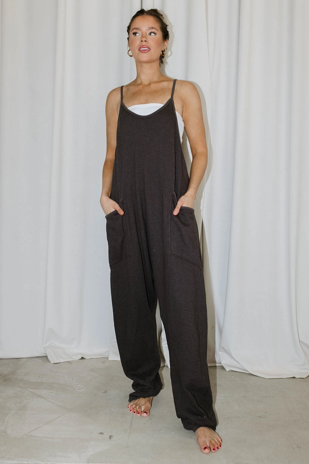 Dinner Relax Raelynn Jumpsuit in Washed Black