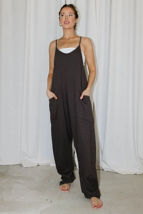 Dinner Relax Raelynn Jumpsuit in Washed Black