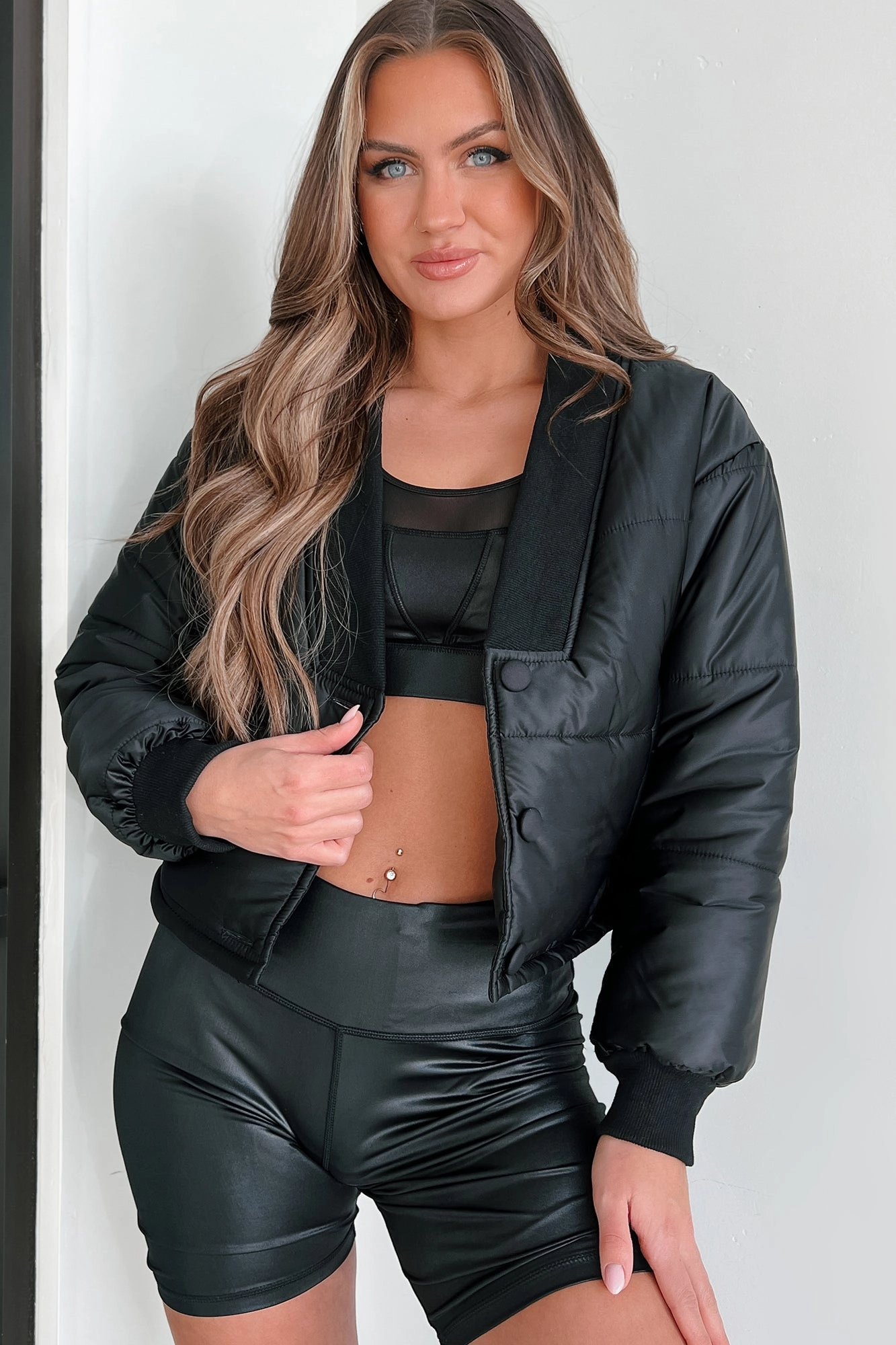 Attitude Weather Coat Might Surprise You Padded Crop Jacket (Black)